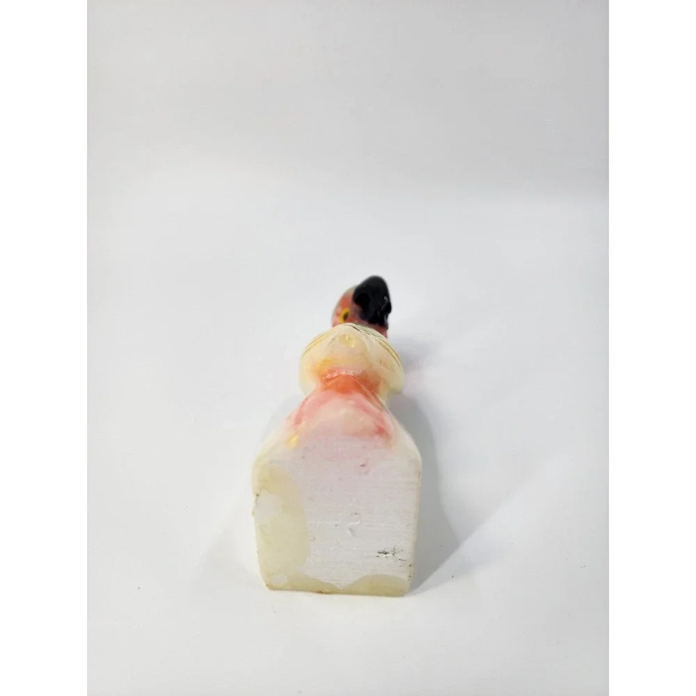 Vintage Hand Carved Onyx Stone Parrot Figurine Multi Color Bird Sculpture 5.5